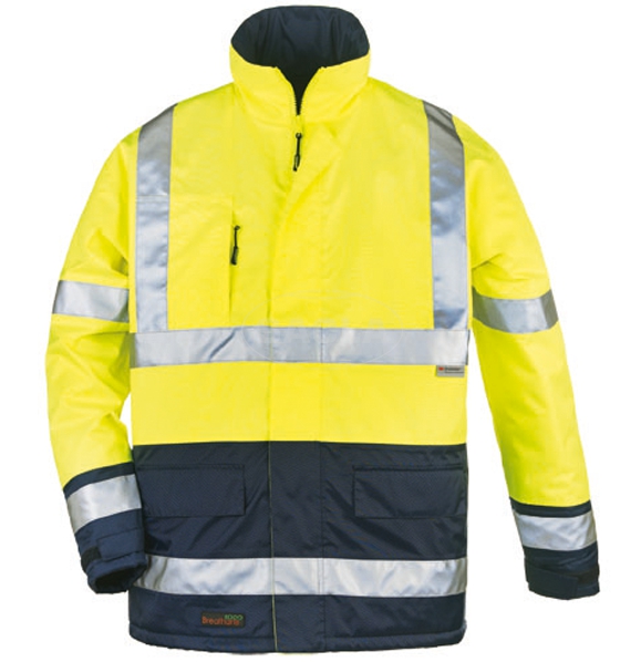 Куртка AIRPORT Артикул 7AIPY мужская сигнальная желто-синяя с СВ полосами SACLA