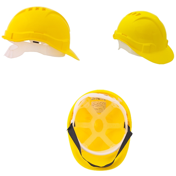 Каска защитная ЕВРОПЛАСТ жёлтая (пластиковое оголовье)