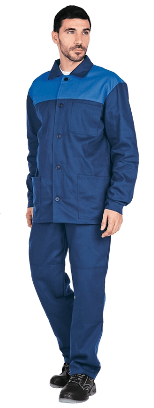 Костюм ГРЕТА-2 (куртка+брюки) цв. т.синий с васильковой отделкой