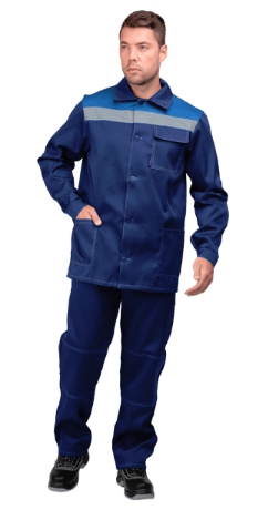 Костюм ПРОФИ (куртка+брюки), цв. т.синий с васильковой отделкой, СВ