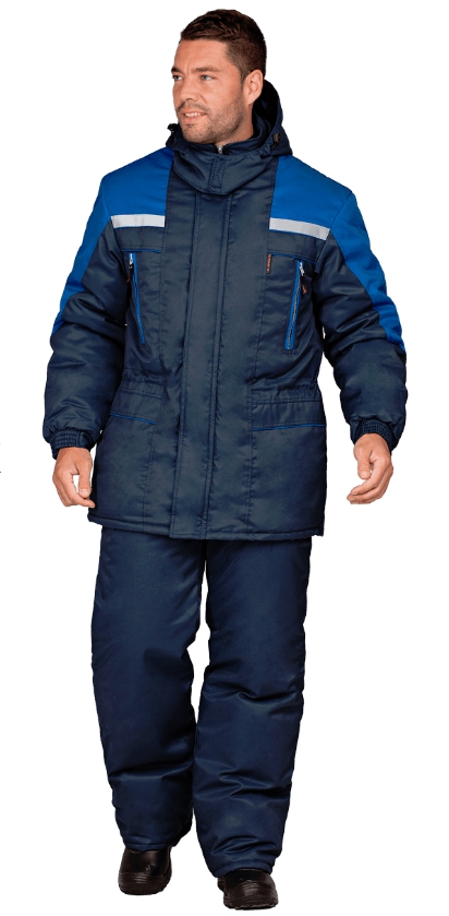 Костюм СПЕЦ утеплённый, мужской, цв. т.синий-василек, (куртка, брюки)