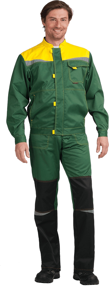 Костюм КМ-10 ЛЮКС (куртка+п/к), цв. зеленый-желтый